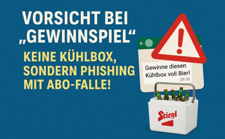 Vorsicht bei „Gewinnspiel“: Keine Kühlbox, sondern Phishing mit Abo‑Falle!